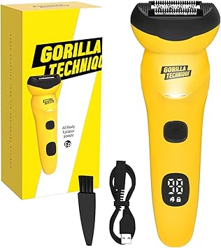 Gorilla Technique Epilator 3000V, Body Hair Removal Device, Pain Relief Roller, Cordless Rechargeable Electric Tweezers for Women & Men, Triple Tweezers, 8000RPM, Korean Skin Care - 3000V
