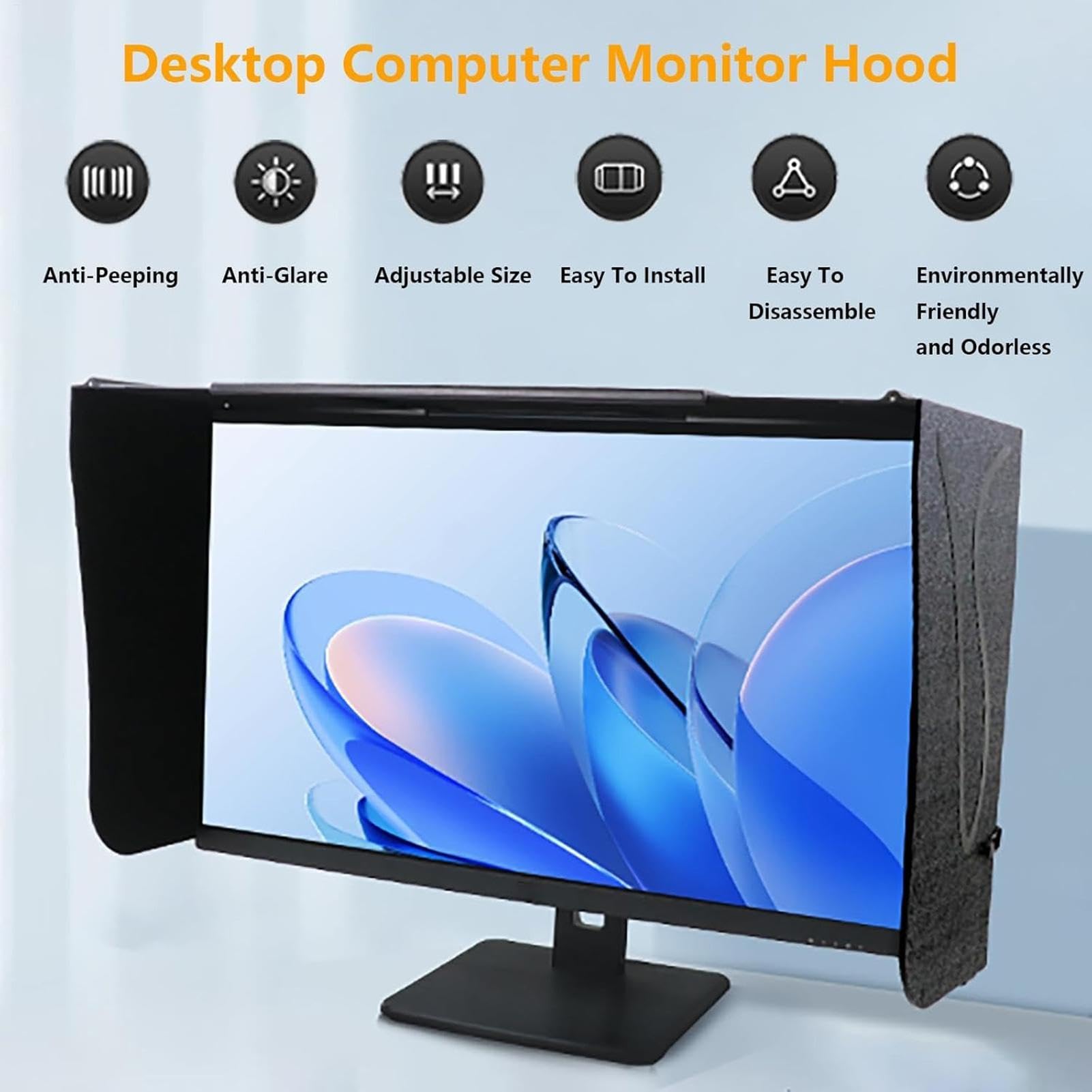 Generico Monitor Hood Schermo Antiriflesso Espandibile per Privacy | Paraluce per Schermo PC Desktop per Uso Domestico Ufficio Streaming