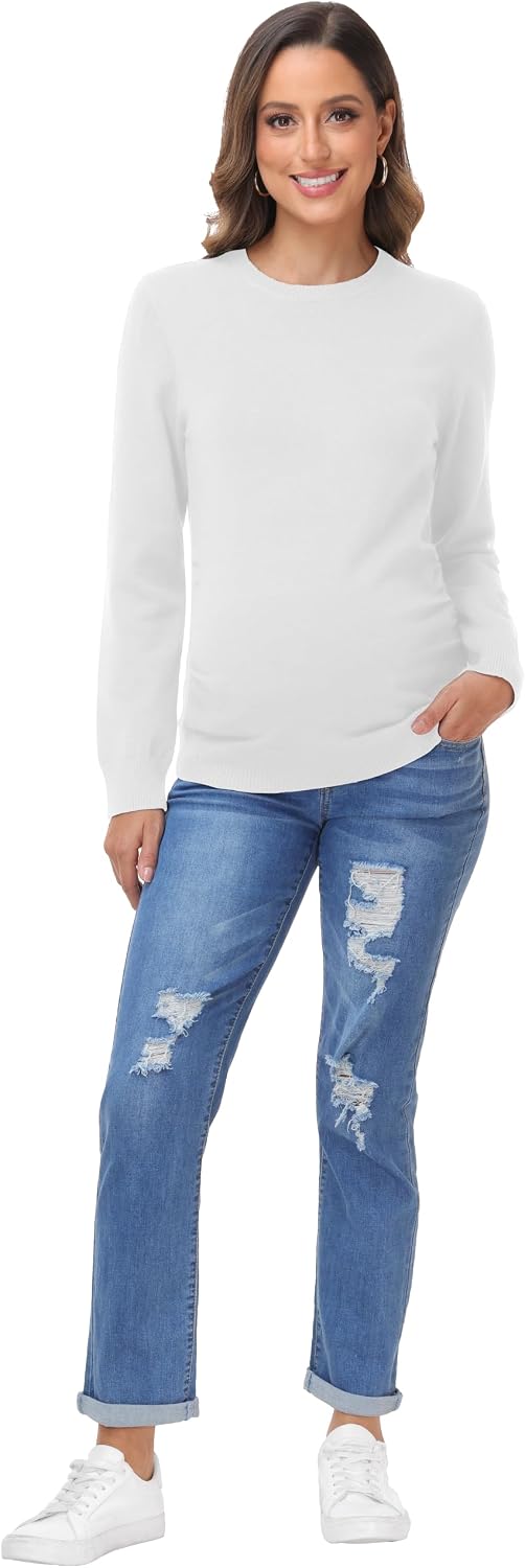 Foucome Women's Maternity Sweater Long Sleeve Crew Neck Pullover