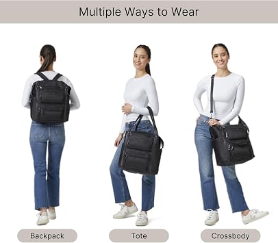 Baggallini Nolita Convertible Backpack - 11x14 Travel Backpack Shoulder Tote Crossbody Bag w/RFID Tech, Luggage Sleeve & Laptop Pocket