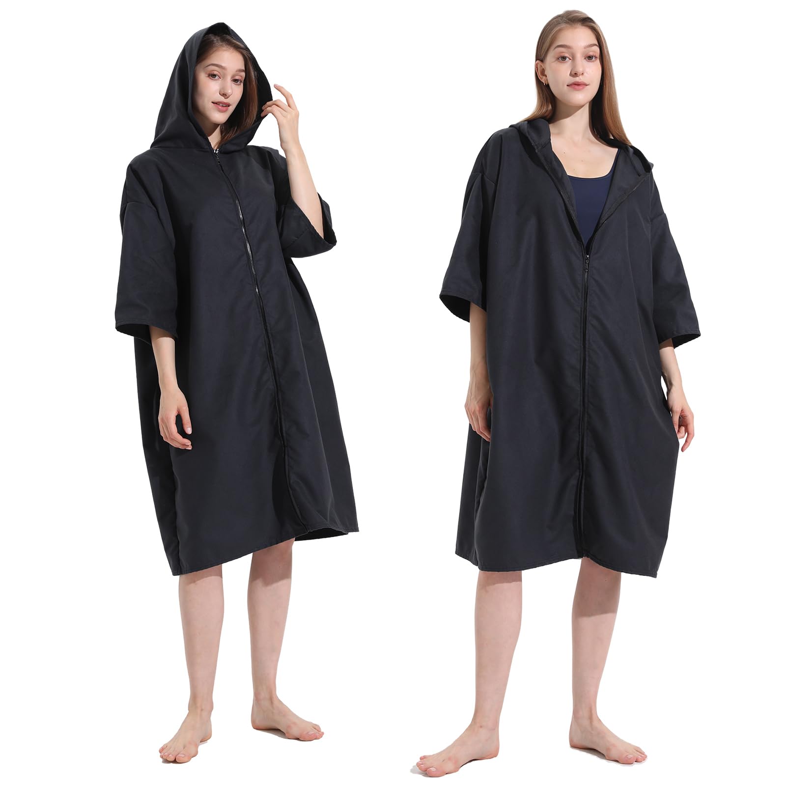 Pahajim Changing Robe Microfibre Towel Poncho Adult with Hooded Oversized Light Weight Beach Robe Absorbent Wearable Towel for Swimming, Surf, One Size