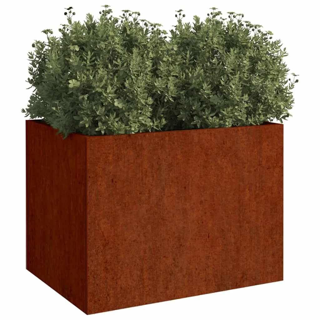 Jardinière 62 x 47 x 46 cm en acier Corten - Jardinière surélevée robuste pour jardin et terrasse - Bac à fleurs résistant aux intempéries aspect rouille - Jardinière en métal solide pour
