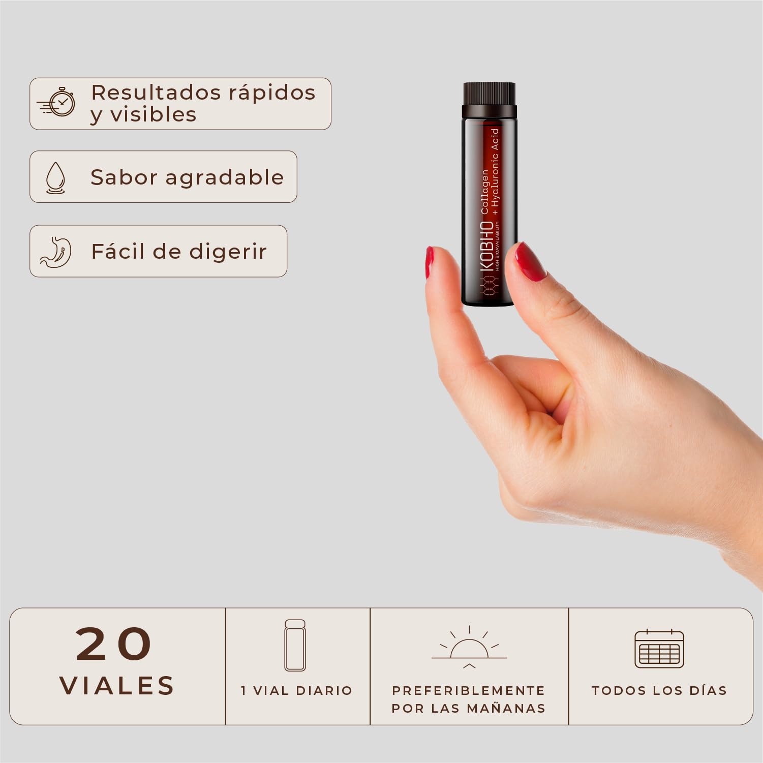 Colágeno Verisol® de máxima absorción - Beneficios para la piel y articulaciones - Formulado con Ácido Hialurónico - Sabor agradable y Listo para tomar - Dosis recomendada por AESAN
