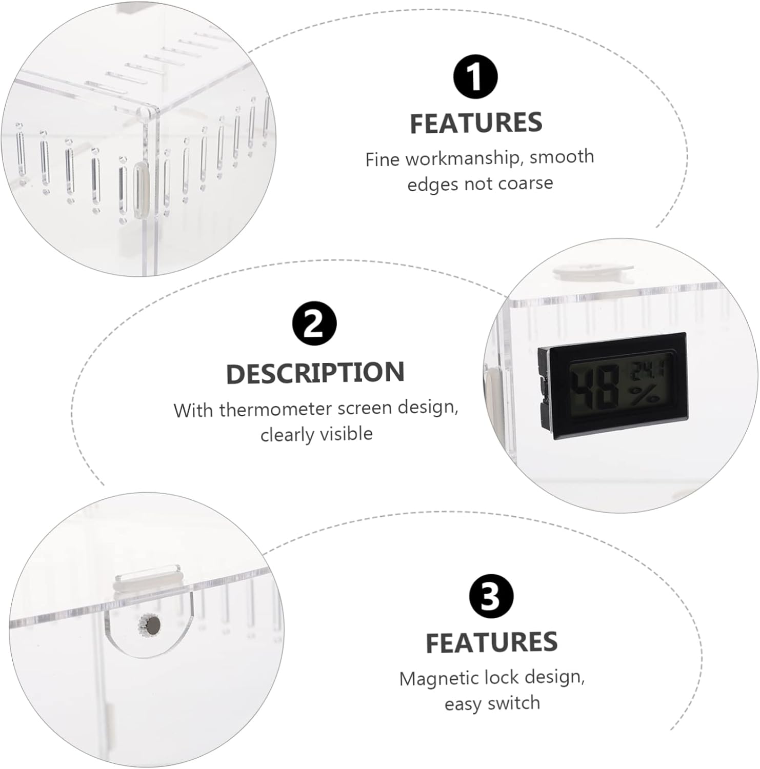 Transparent Reptile Breeding Box with Ventilation for Snakes and Small Pets Multi Function Household Snake Cage with Stable Airflow Spacious Reptile Enclosure for Geckos and