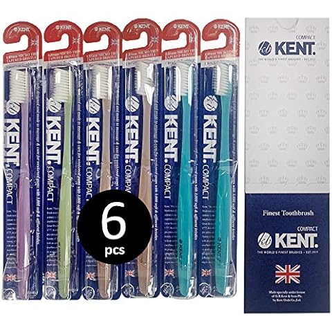 [KENT] COMPACT Small Head Extra Soft Toothbrush for Sensitive Teeth, Gums for Adults & Teens with Braces - (Set of 6) Cover