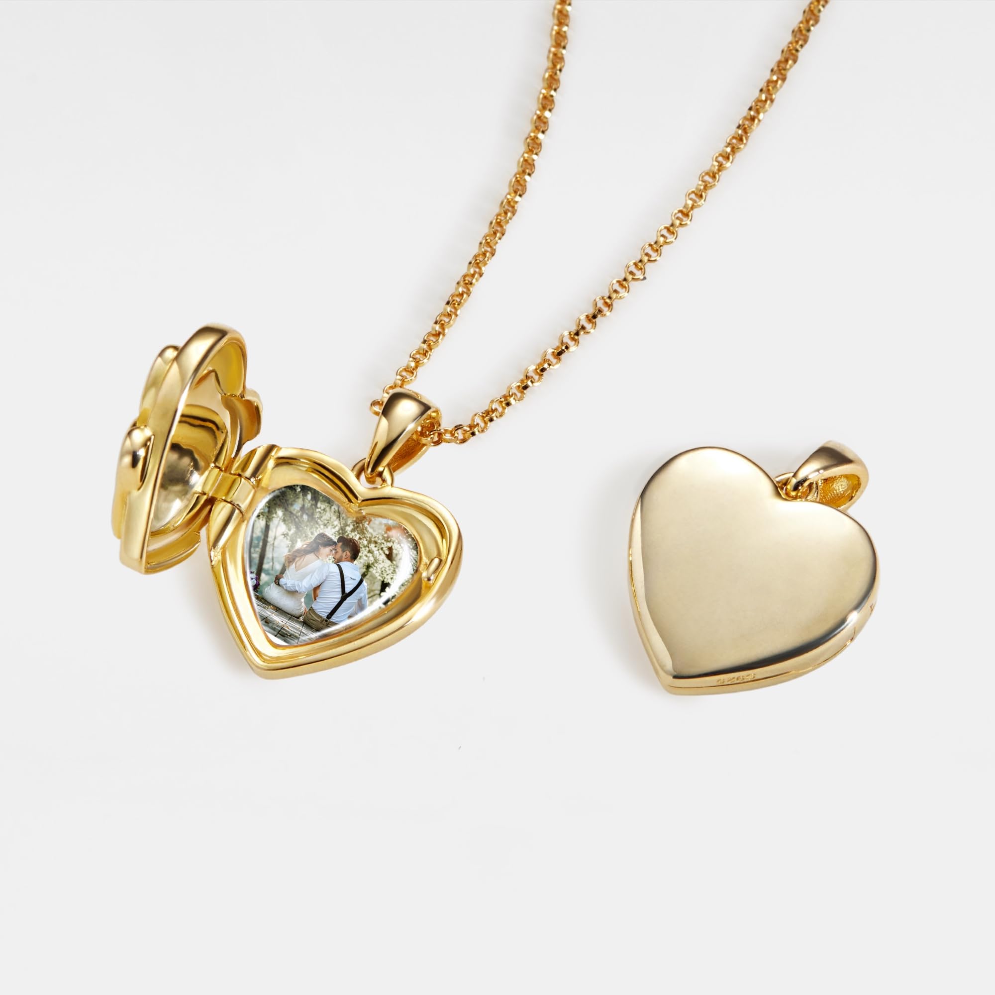 PERIMADE Collana con medaglione a forma di cuore personalizzato che contiene foto, ciondolo commemorativo personalizzato per donne, medaglione di memoria con messaggio di testo inciso personalizzato