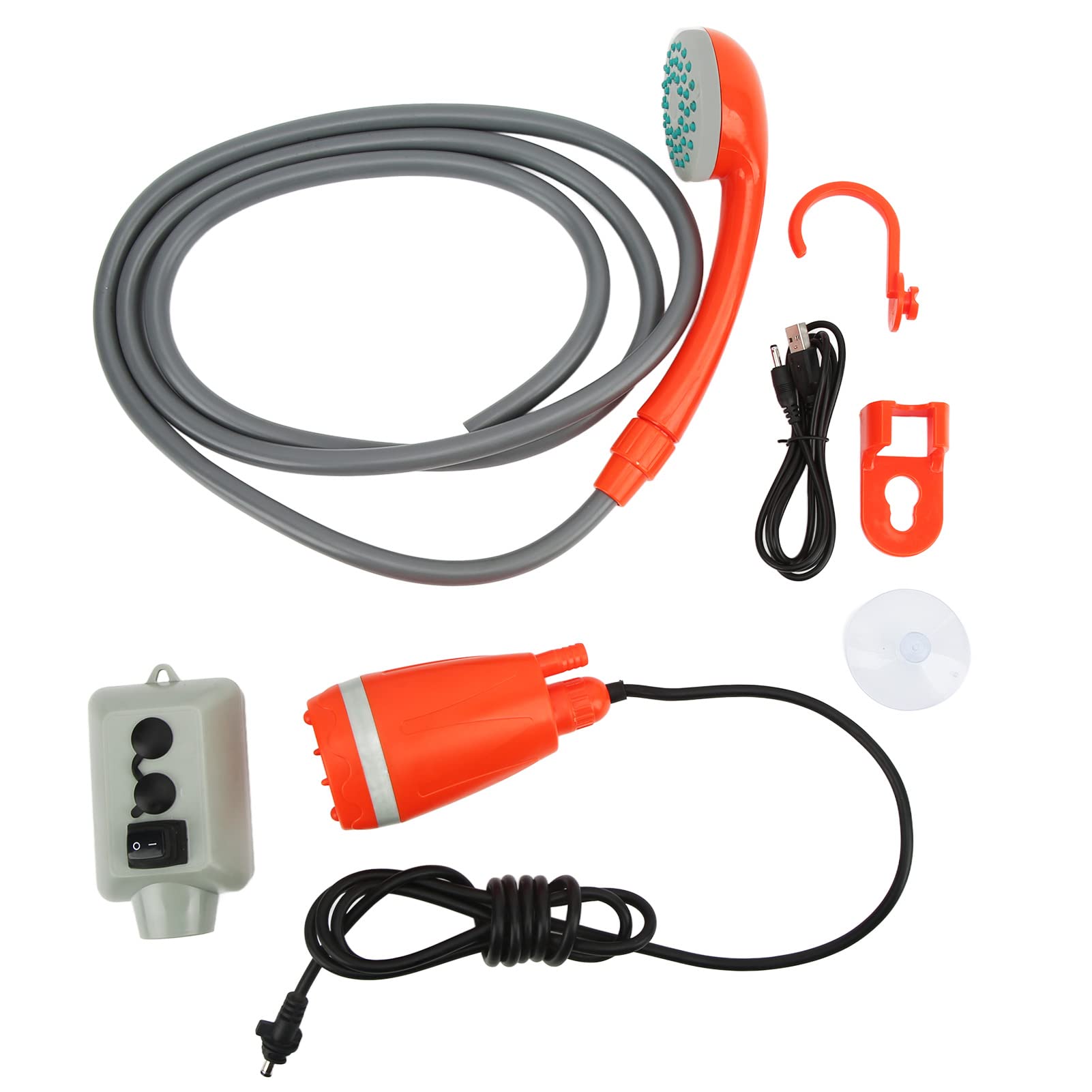 Przenośny prysznic kempingowy, 2,5 l na minutę Camp Shower Pump USB Akumulator zewnętrzny prysznic z głowicą prysznicową, elektryczny przenośny prysznic do uprawiania turystyki pieszej, czyszczenia
