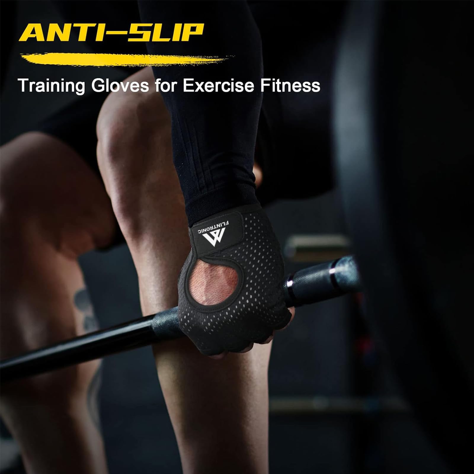 flintronic Oddychające rękawice fitness, rękawice treningowe dla kobiet i mężczyzn, antypoślizgowe silikonowe rękawice gimnastyczne do podnoszenia ciężarów do treningu siłowego, treningu siłowego