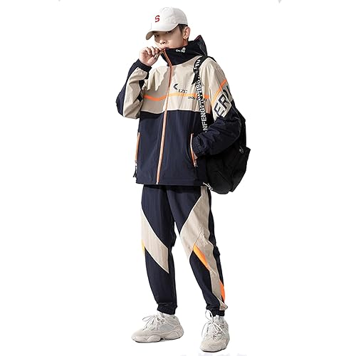 Floette Retro Colorblocked Track Jacket Windbreaker Jacket Athletic Hip Hop Outdoor Windproof Coat