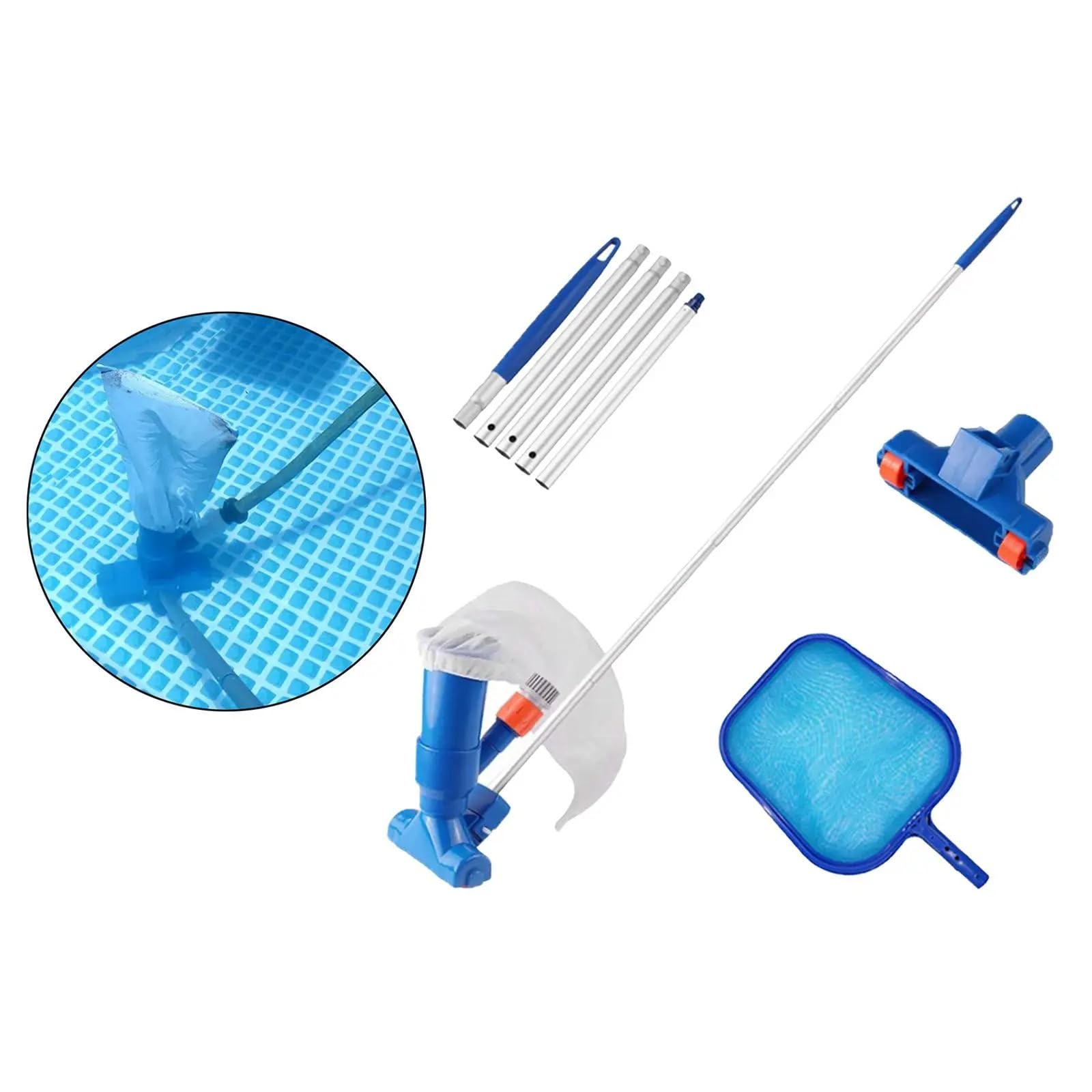 aspirateur Piscine Kit d'entretien de Nettoyage de Piscine Filet à Mailles Fines Aspirateur à Eau Poignée de pulvérisation Kit de Nettoyage de Spa Accessoires Outils de Nettoyage Kit Piscine
