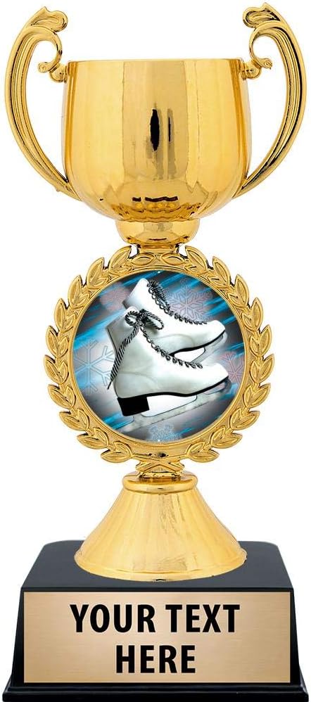 Crown Awards Personalized Ice Skating Trophy, 7.25" Gold Cup Ice Skates Trophies with Free Custom Engraving Prime