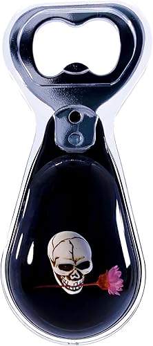 Abrebotellas magnético, diseño original, flor mordedora de calavera en resina negra, imán fuerte para nevera, regalo ligero para decoración gótica y