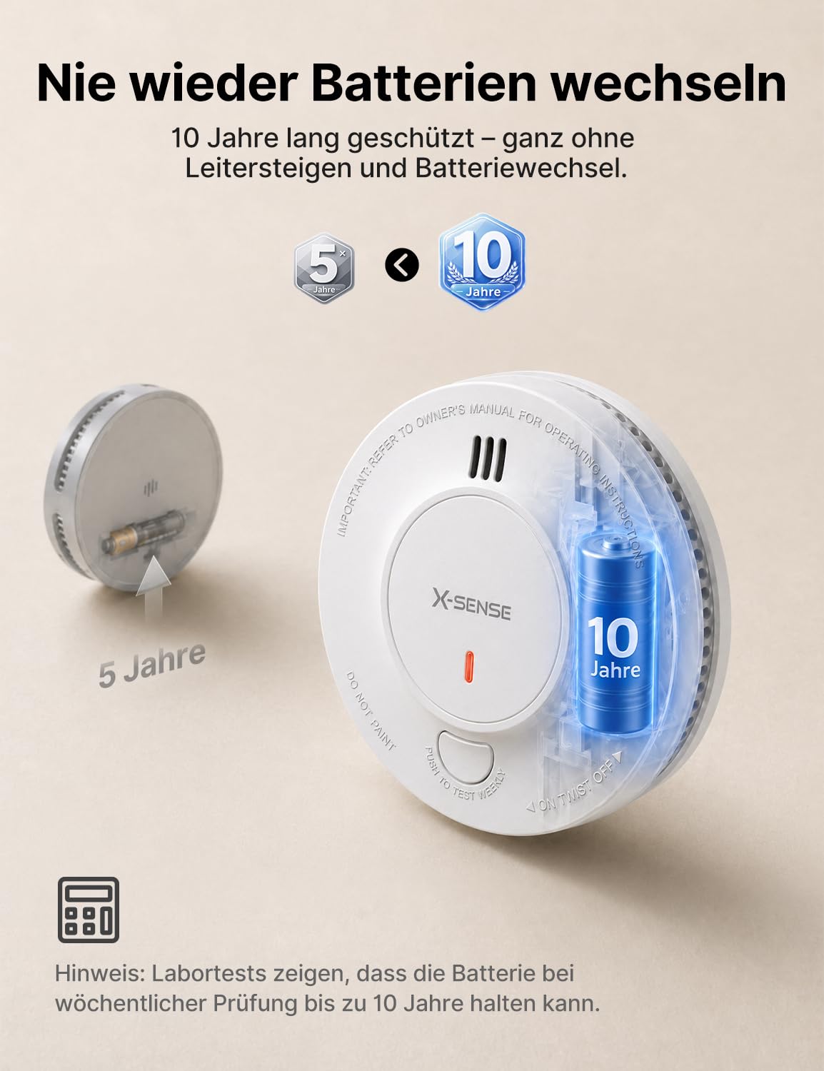 X-Sense Smart WLAN-Rauchmelder Feuermelder mit 10-Jahres-Batterie und SBS50 Basisstation, TÜV Rheinland Zertifiziert, photoelektrischer vernetzbarer Funk-Brandmelder, SD19-MN61, 6 Stück