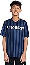 Messi Boys' Lifestyle Short Sleeve Top, Loose-fit V-Neck Shirt with Logo, Comfortable