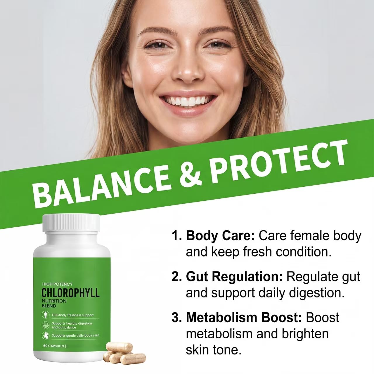 Chlorophyll, Frische und tägliche Unterstützung, 60 Stück