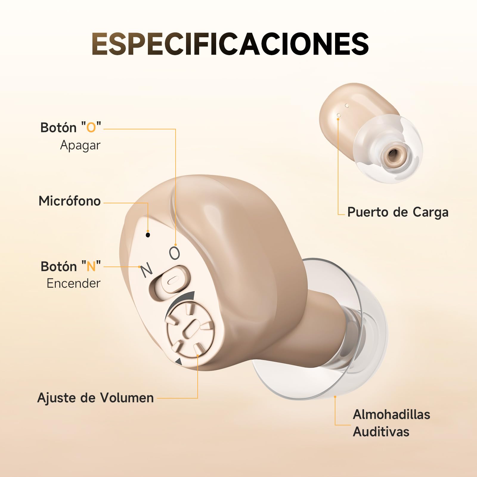 Britzgo Nuevo dispositivo de cancelación de ruido Compacto y portátil con estuche de carga (beige)