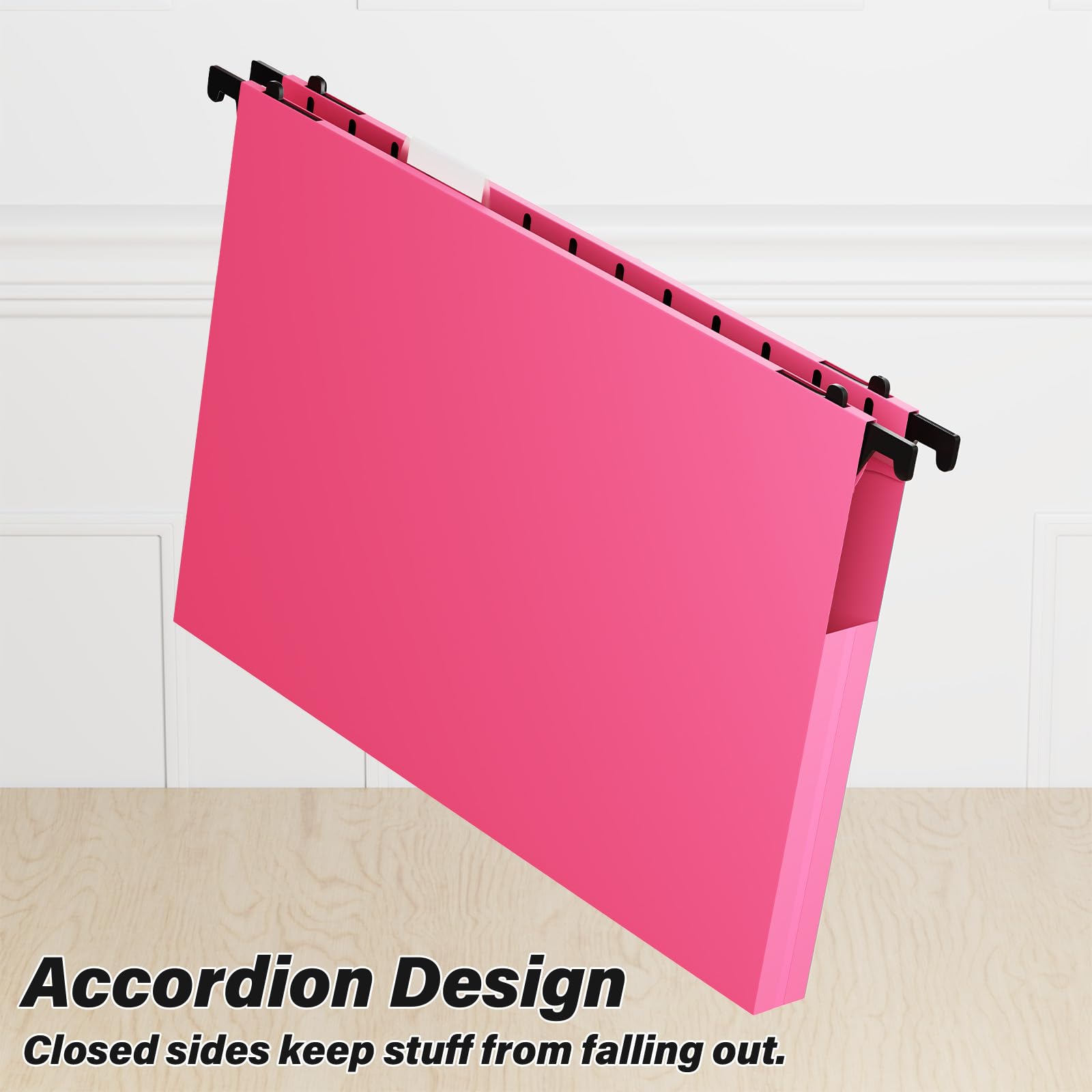 Ansook Lot de 12 dossiers suspendus en plastique de grande capacité, pochette accordéon extensible de 2,5 cm, robustes pour classeurs, dossiers suspendus rigides et durables, onglets insérables,