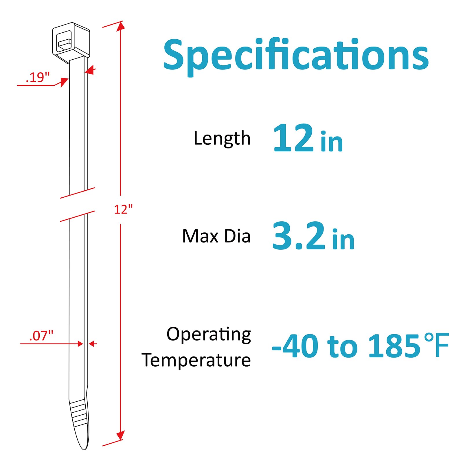 Fascette resistenti da 30,5 cm (confezione da 1000), dentate su entrambi i lati, 38,6 kg, offrono una resistenza alla trazione 1,7X nelle stesse specifiche, fascette nere, Glufirm