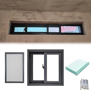 Customizable Basement Slider Window, 12in-50in Shed Windows with Screws, Thermal Insulation Soundproof Glass, for Chicken Coop, Playhouse, Household, Garage, Barns(Grey)