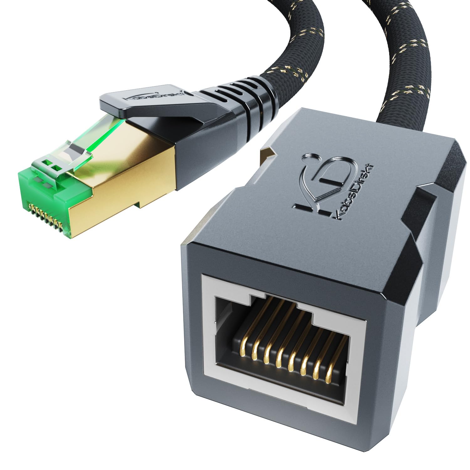 KabelDirekt – Przedłużacz kabla LAN i Ethernet, o konstrukcji odporniej na złamanie – 0,3 m (10 Gbit/s, kabel kategorii 7, RJ45, przedłuża kable sieciowe z pełną prędkością, ekranowany, nylonowy)