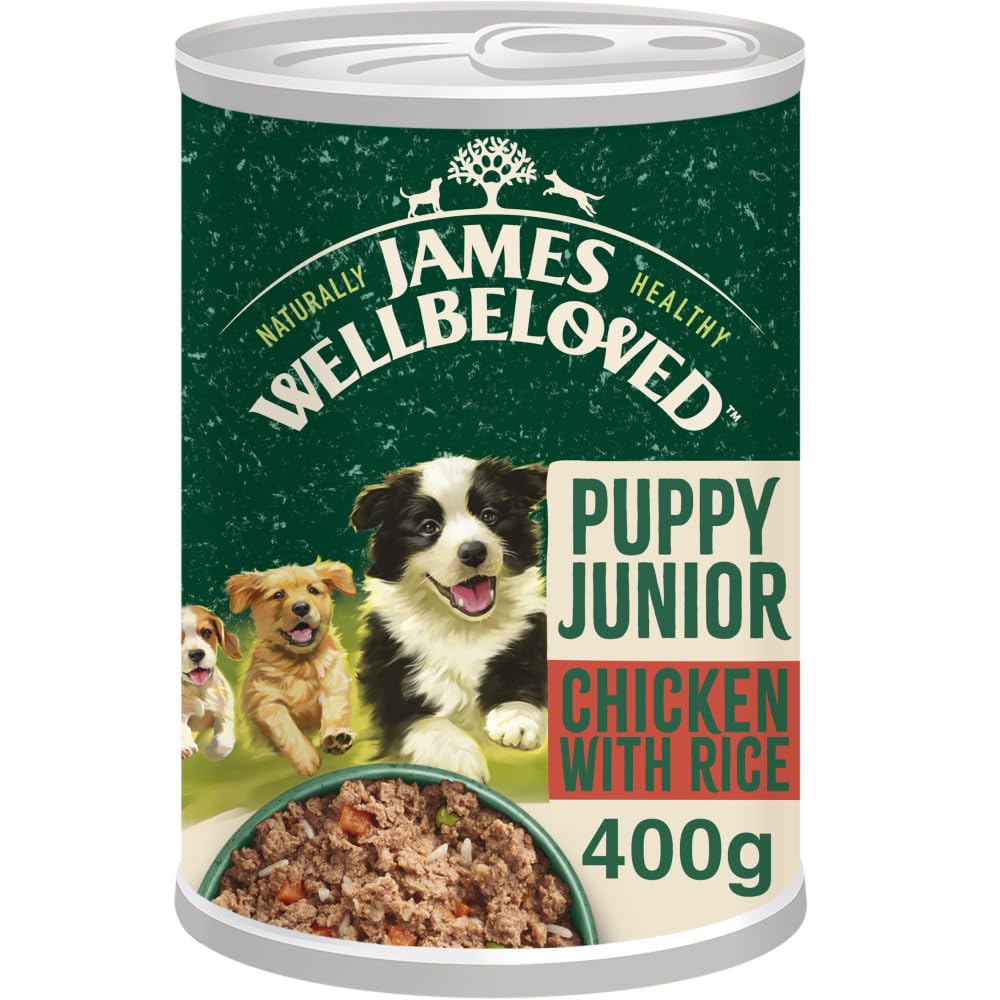 12 x 400g James Wellbeloved Puppy Wet Dog Food Tins Chicken Rice & Veg in Loaf