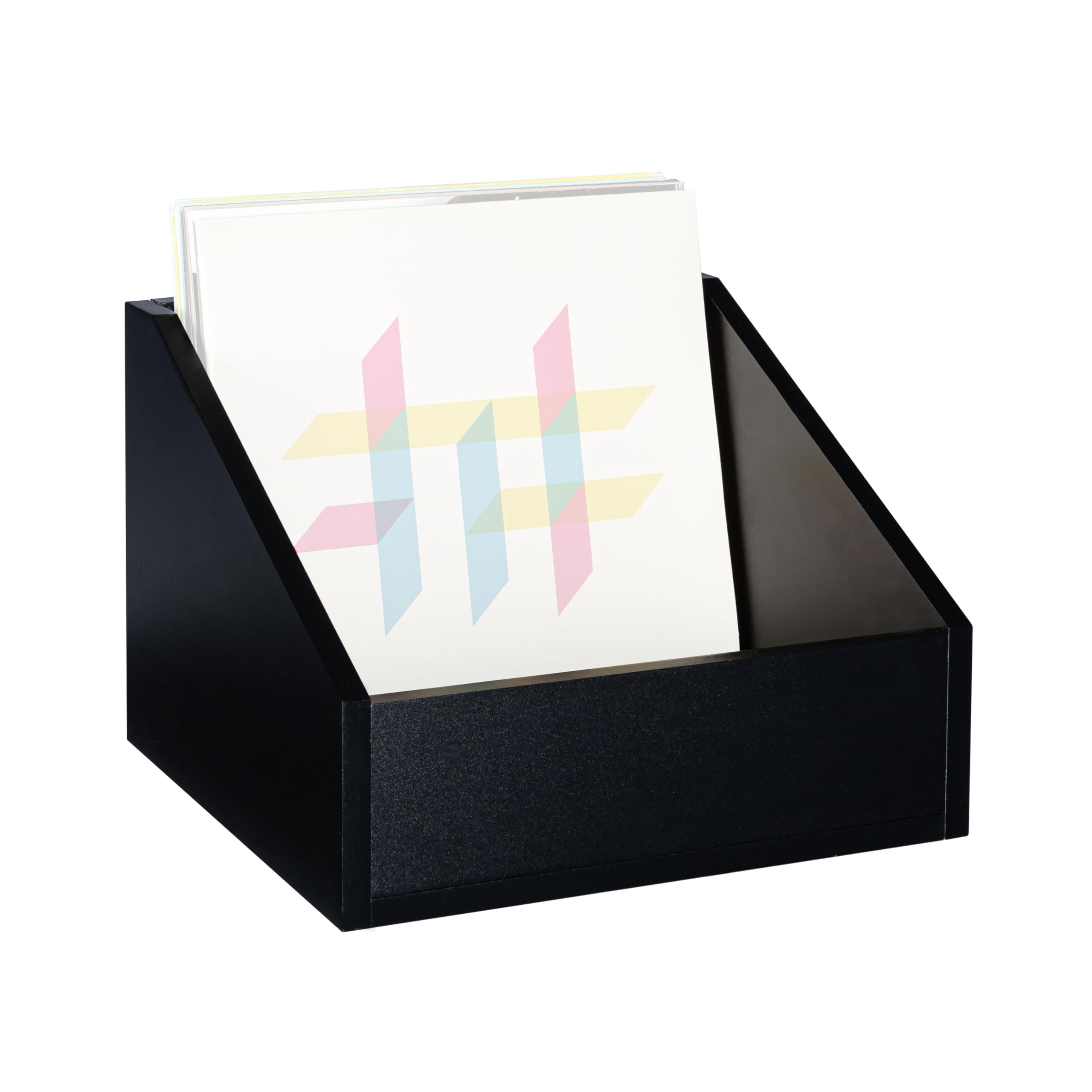 Music Store Vinyl Container 110 Black, MDF-Holz LP Aufbewahrung, Platz für 110 Vinyls, Ideal für DJs und Plattenläden, Einfacher Aufbau, Leichter Zugriff, Kompatibel mit Digital DJ Desk