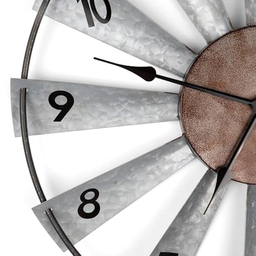 Everything Help Enterprises Large Windmill Wall Clock - Big Rustic Decorative Oversized Clock For Farmhouse, Home Decor, Living Room, Bedroom Decor, Non Ticking, Battery Operated #TOP6