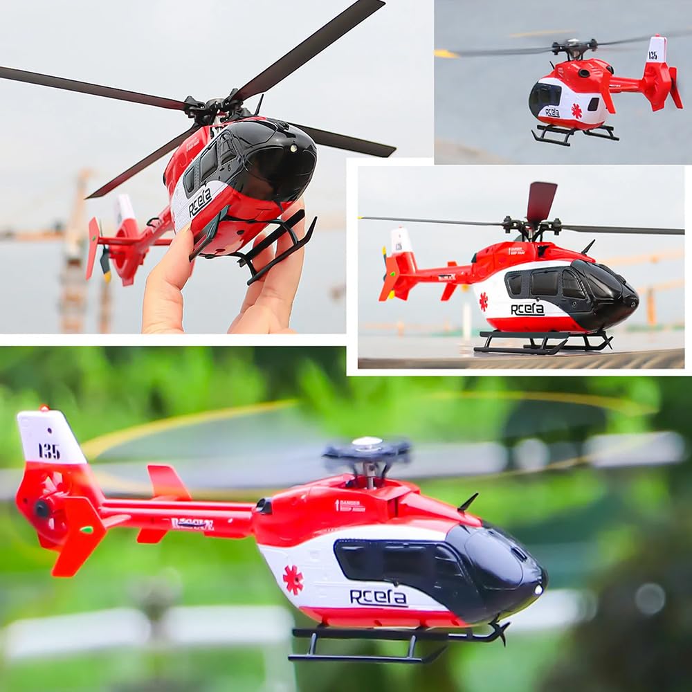 Torcster Hubschrauber H-135 rot/Weiss 6G 260mm RTF 2,4G Ferngesteuert 3D Anfänger Indoor Heli