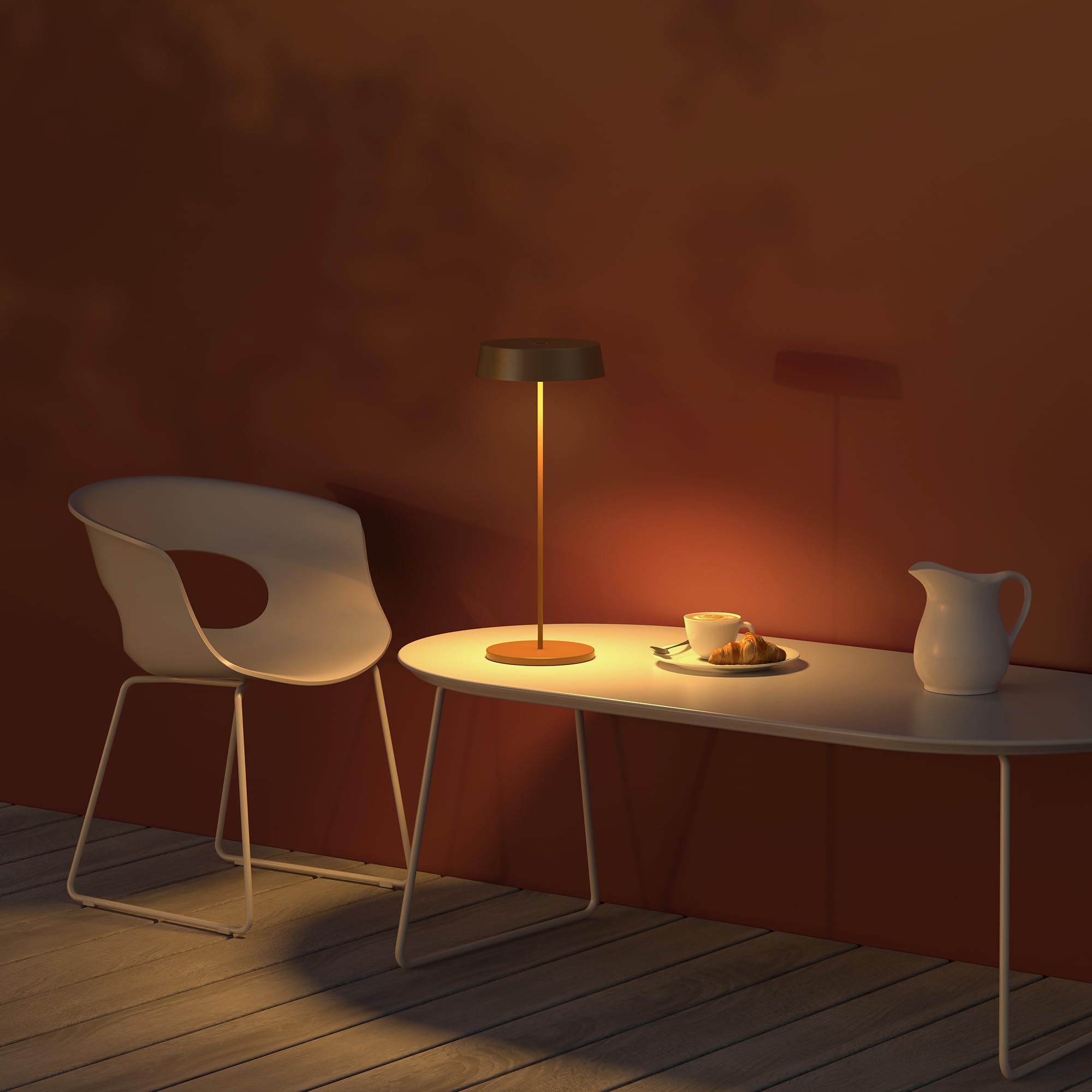 Palmina 901,lampade da tavolo senza fili,lampade da tavolo ricaricabili E Dimmerabile In Alluminio,abat jour senza fili 4400mah,Protezione IP54,luce da tavolo esterno/Interno/Marrone