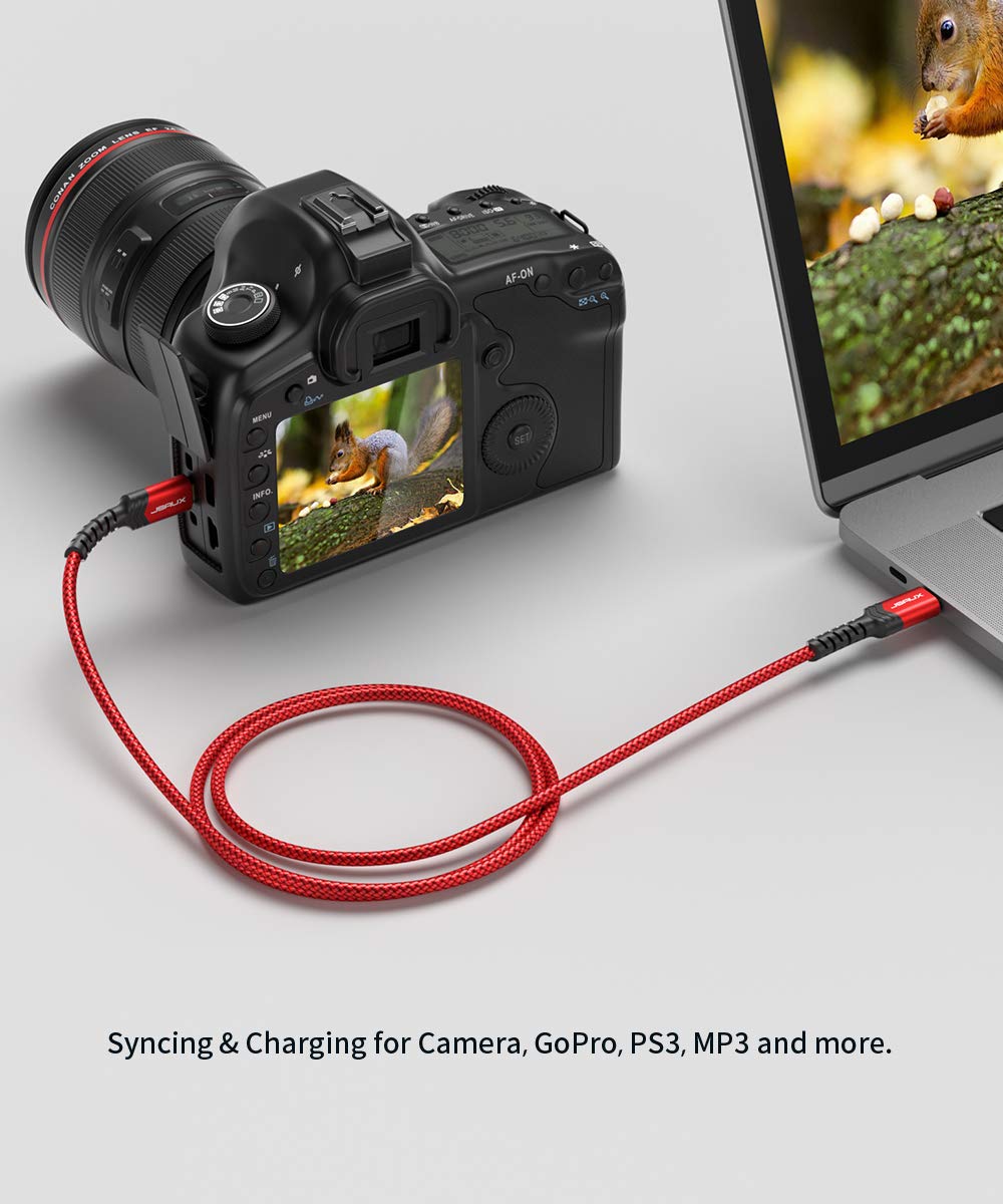 JSAUX Mini B to USB C Cable 10ft, USB C to Mini USB Cable Charging Cord for GoPro Hero 3+, PS3 Controller, MP3 Player, Dash Cam, Digital Camera, GPS Receiver, PDAs and More Devices (Pack of 2)