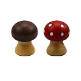 Enyuwlcm Wood Memo Holder Stand Suitable for Single Photo Picture Note Cute Mushroom Card Holder Office Home Decoration Brown and Red 2 Packs