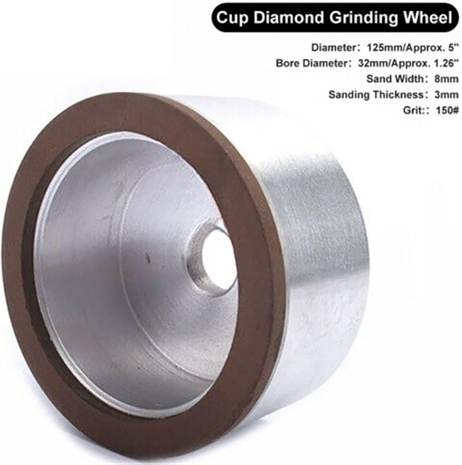 1pcs 5inch Cup Diamond Grinding Wheel Cutter Grinder Grinding Wheels Abrasive Tool for Carbide Alloy Metal 1 1/4inch Hole