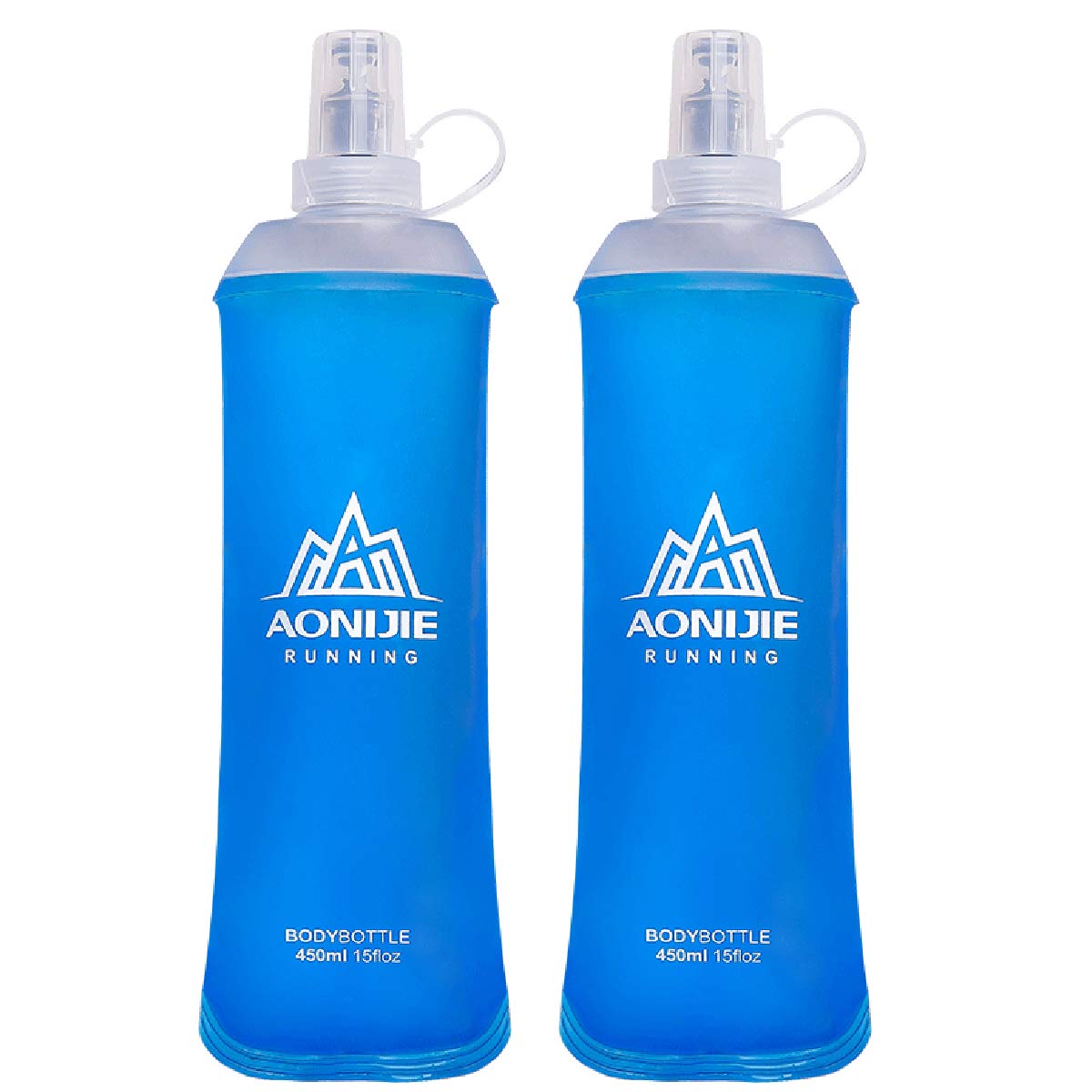 TRIWONDER TPU Soft Folding Water Bottles BPA-Free Collapsible Flask for Hydration Pack - Ideal for Running Hiking Cycling Climbing (450ml/15.22oz - Pack of 2)
