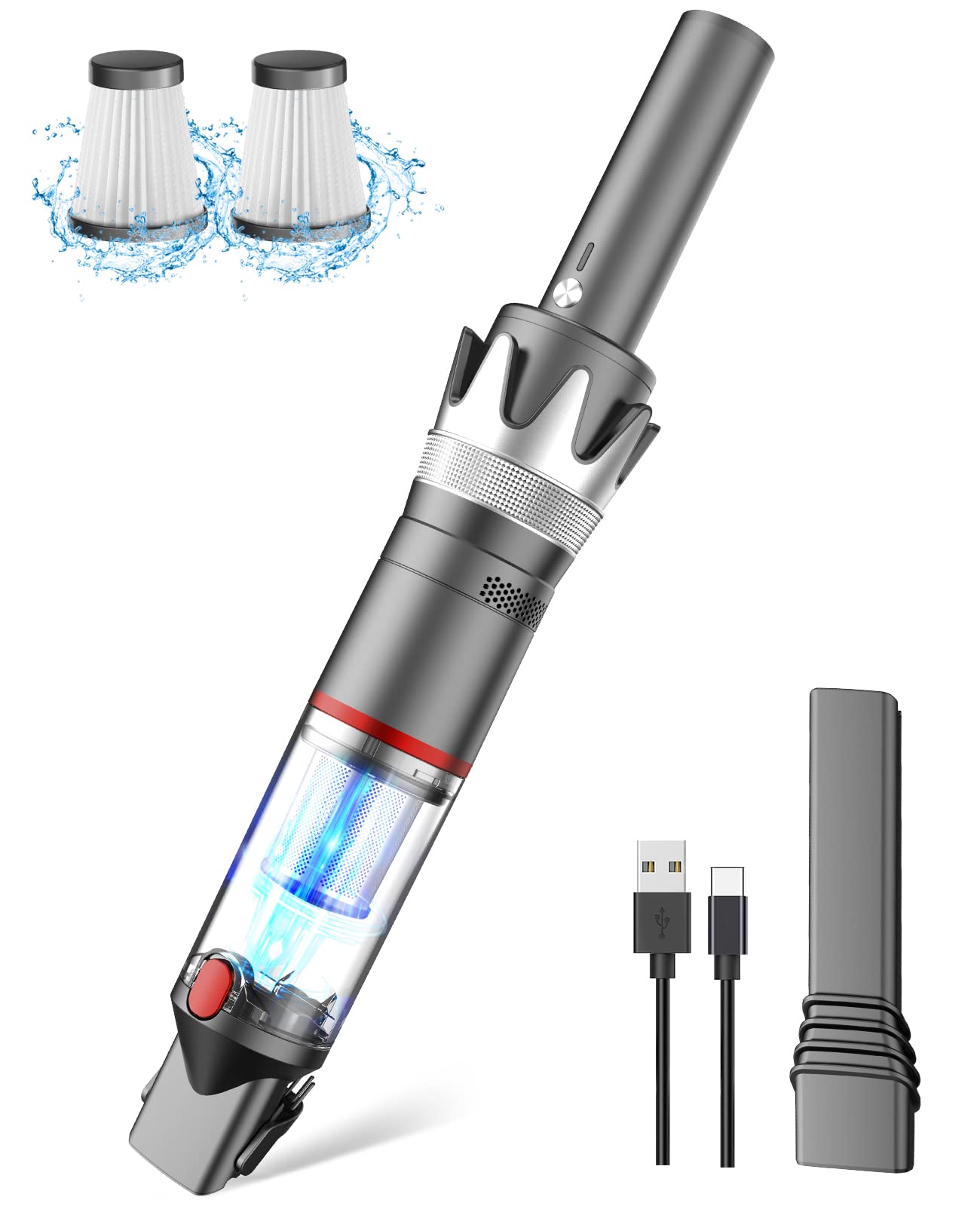 Handheld Vacuum Cordless, 8K Pa Powerful Portable Vacuum for Car, Rechargeable 3-in-1 Mini Cleaner with 2-Speed for Home, Office and Pet Hair