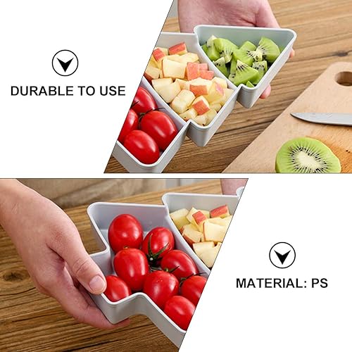 Miniatura 5 de 2 platos en forma de árbol de Navidad, bandeja de plástico dividida para servir aperitivos, 3 compartimentos multifunción para servir alimentos para