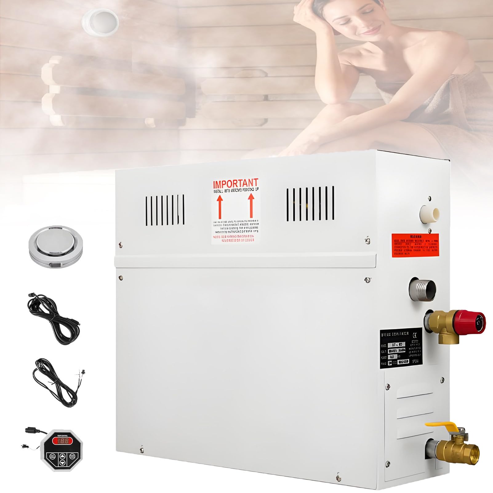 Ofyphth 3-21KW Luxury Self-draining Steam Generator, Shower Sauna Bath Home Steam Bath Spa Generator, Auto Drain 77-131℉, for Home SPA Bathroom Hotel Shower Steam. 9KW