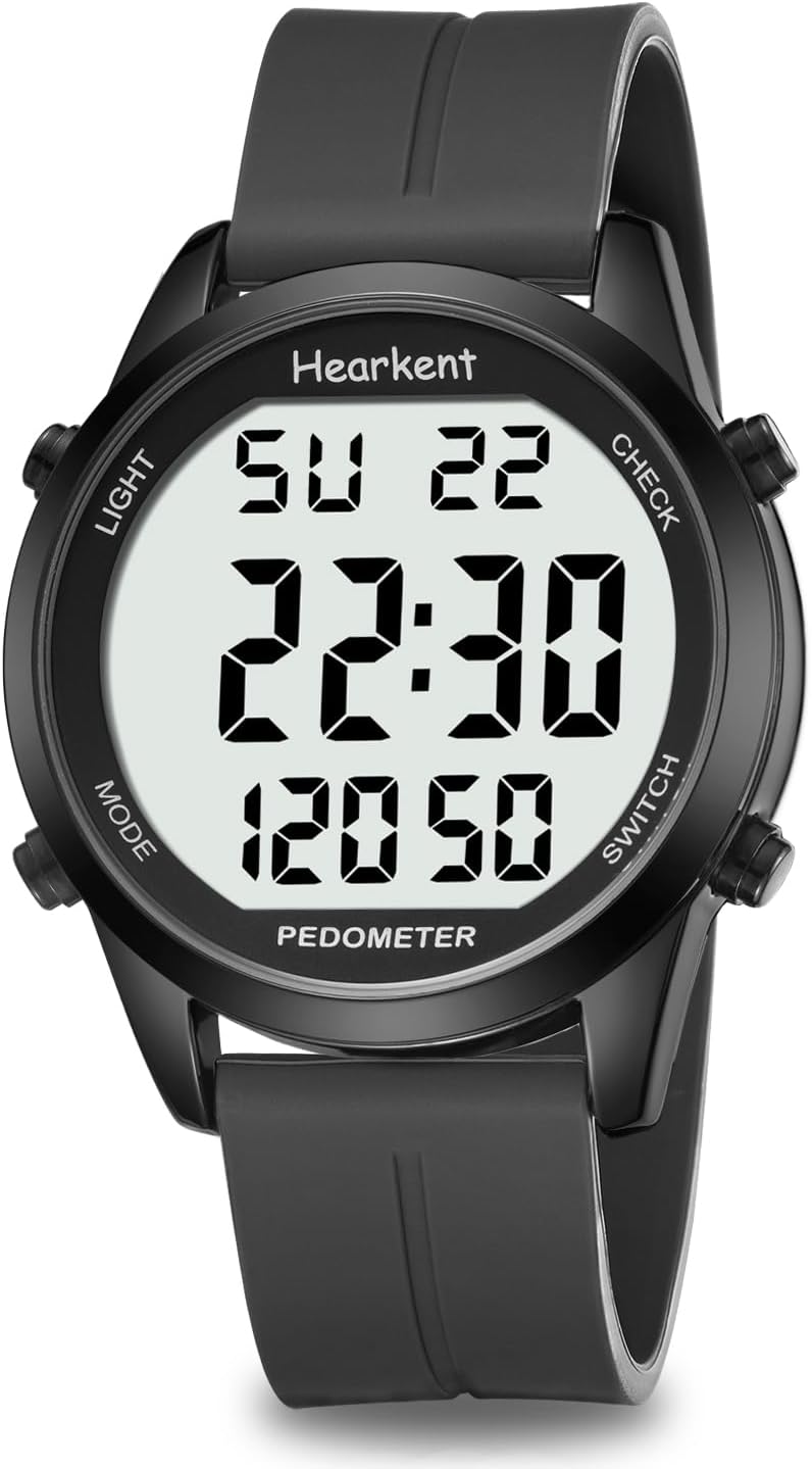 Pedometer Watch for Walking for Senior Non Bluetooth No App Required with Steps Calories Counter and LCD Large Numbers