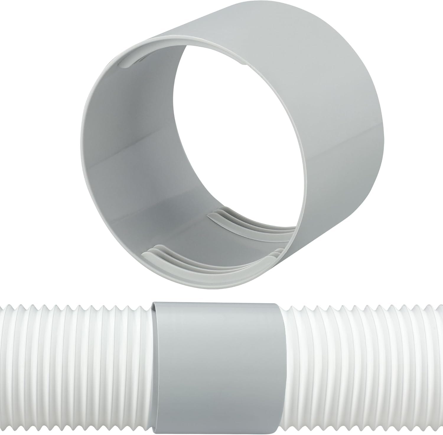 Portable Air Conditioner Exhaust Hose Coupler 5.9 Inch AC Exhaust Hose Connector Extender AC Hose Coupling Extension Support Clockwise and Counter Clockwise Threads for Air Conditioning Accessories