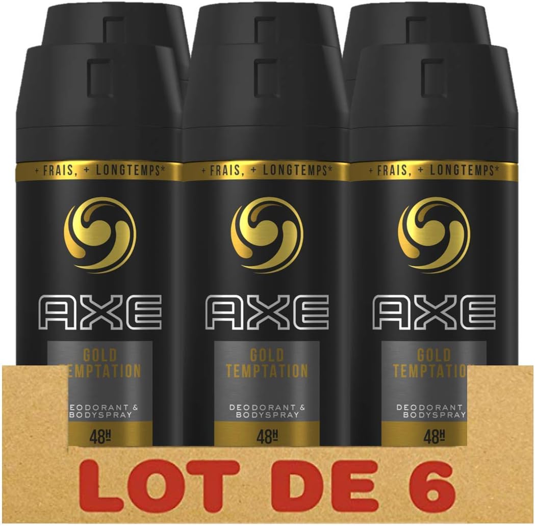 Axe Gold Temptation Deodorant Spray without Aluminium Pack of 6 x 150 ml
