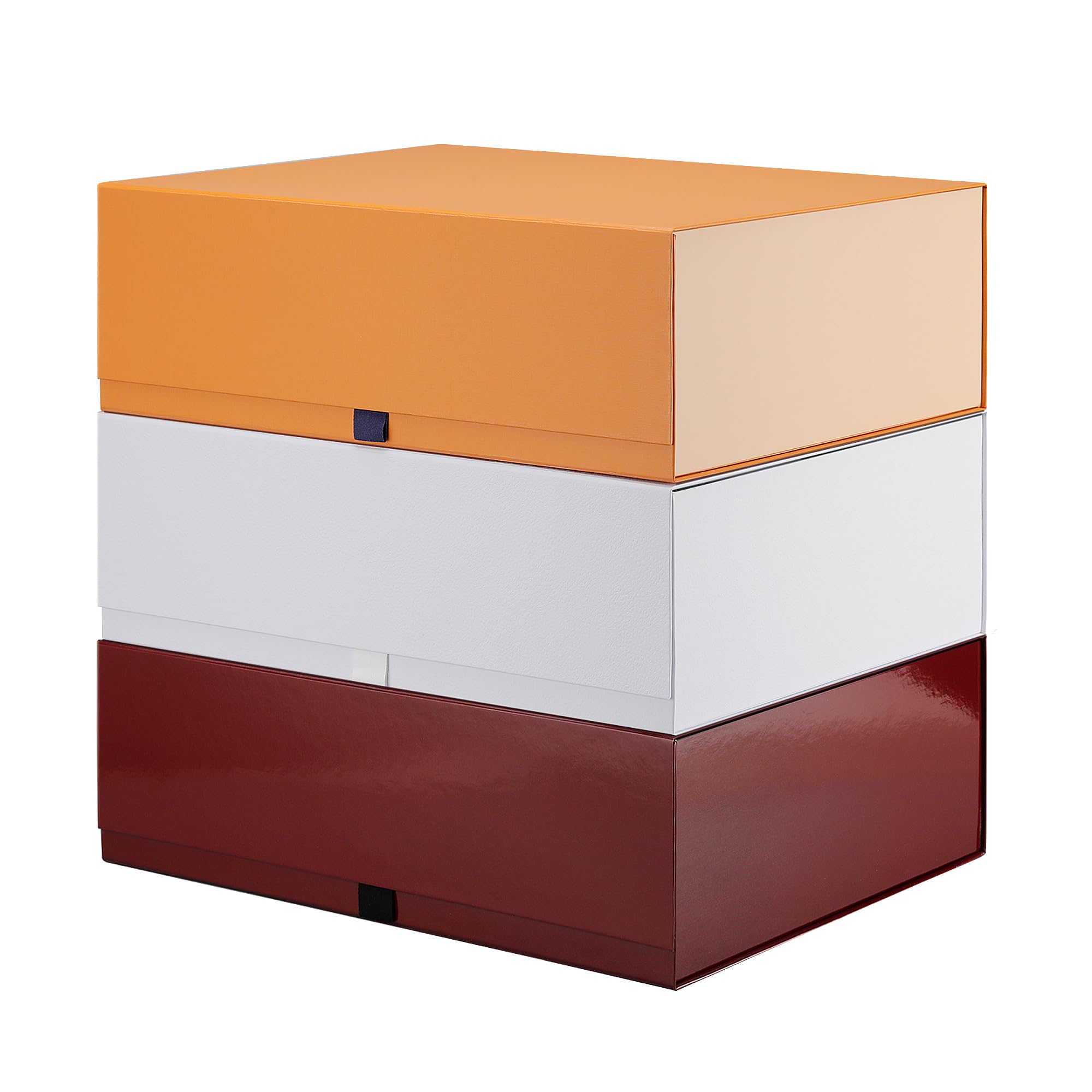Rsgift 3 Packs Gift Boxes 18x15x6.1 Inches,Assorted Color Gift Boxes with Lids,Collapsible Groomsmen Proposal Boxes with Magnetic,Extra Large Gift Boxes for Presents,Wedding,Christmas,Birthday(Red,Yellow,White)