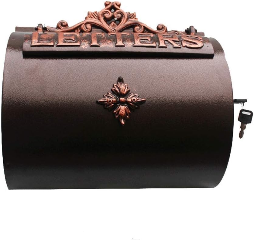 HBJWOV Outdoor Mailbox Retro Vintage European Aluminum Wall Mounted Mail Box Post Box Secure Letterbox Outside Mailboxes with 8pcs Retro Writing Stationery