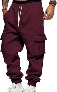 Mens Baggy Cargo Sweatpants Casual Drawstring Joggers Cargo Pants Work Elastic Waist with Pockets Workout Sweat Pants