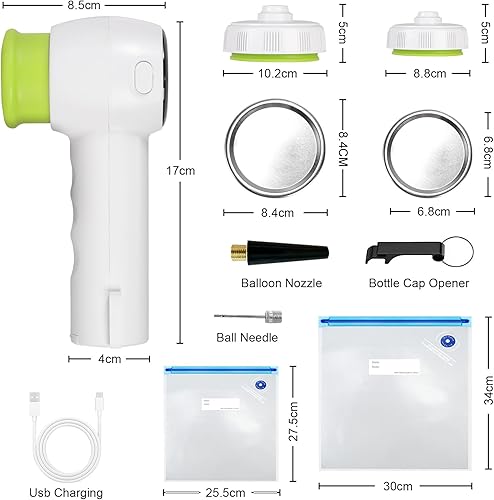 Miniatura 7 de cjc Sellador al vacío de alimentos inalámbrico portátil 4 en 1, máquina selladora al vacío de mano, succión fuerte de 60 Kpa, batería recargable de