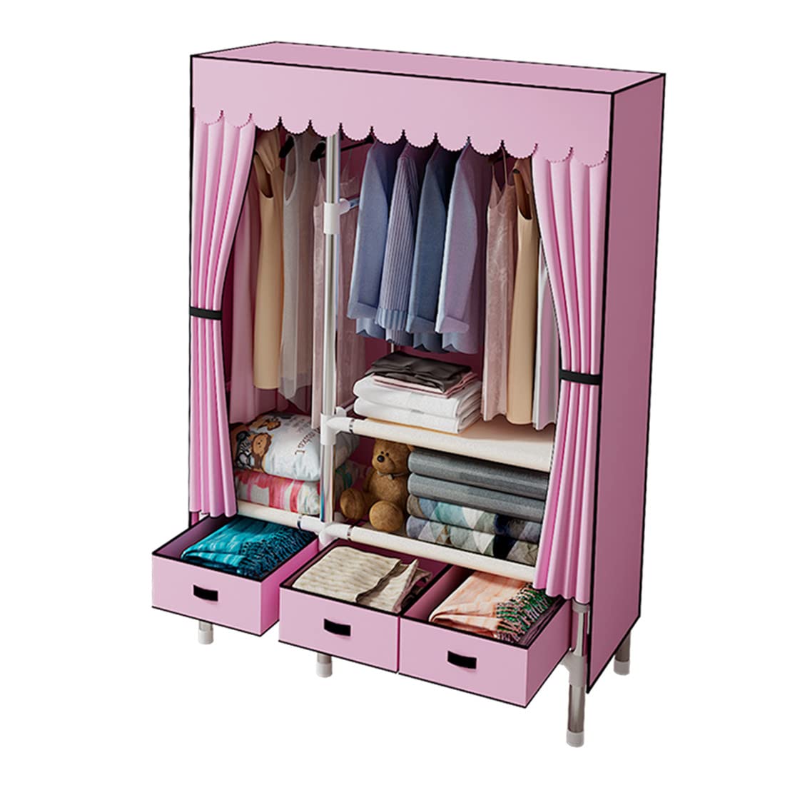 Amazon｜LuLuLife ワードローブカバー付き ワードローブクローゼット