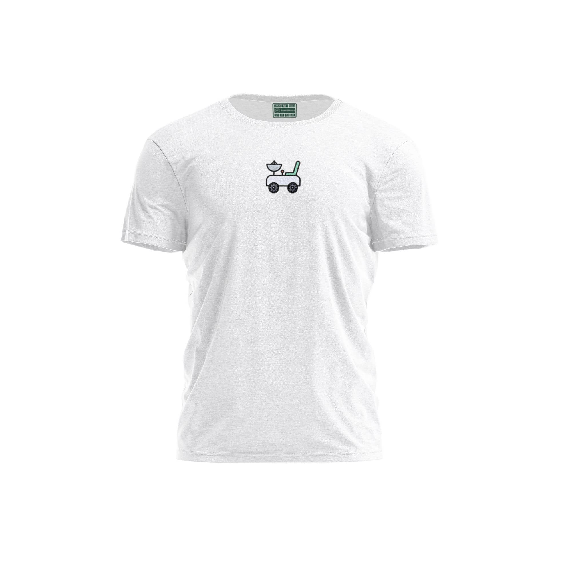 Bona Basics, Digitally Printed, Men's Basic T-Shirt,%100 Cotton, White, Casual, Men's Tops, Size: S