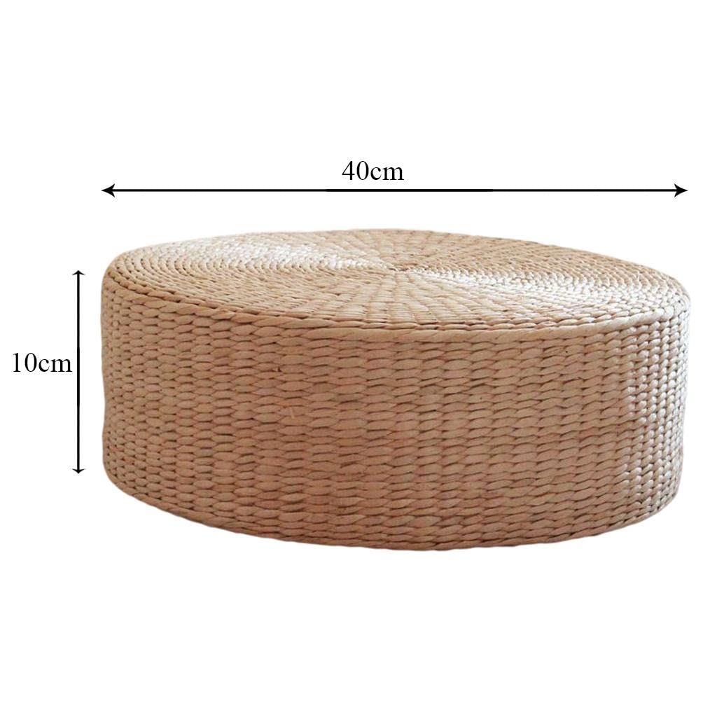 Cojín de Paja Redondo Almohadilla de Asiento Tejido a Mano Tapete Plano Natural Cojín para Meditación sin Productos Químicos Adecuado para Decoración