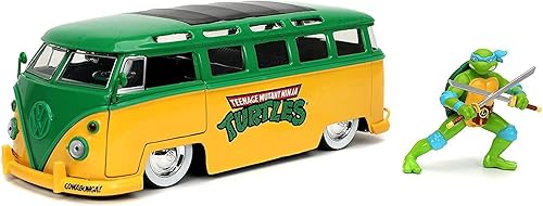 Jada Teenage Mutant Ninja Turtles 1:24 1962 Volkswagen Autobús fundido a presión con figura de Leonardo de 2.75 pulgadas, juguetes para niños y
