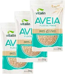 Aveia Sem Glúten em Flocos Finos Vitalin, 200g