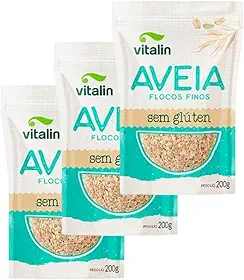 Aveia Sem Glúten em Flocos Finos Vitalin, 200g