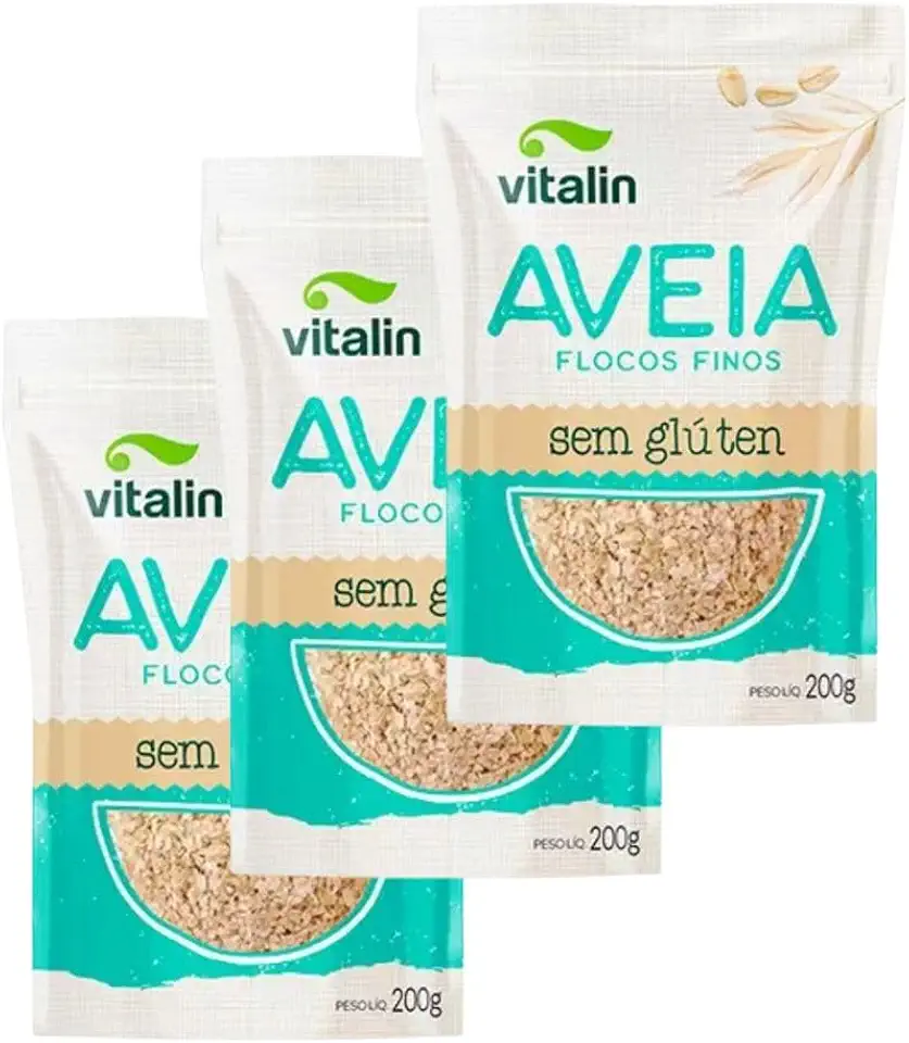 Aveia Sem Glúten em Flocos Finos Vitalin, 200g